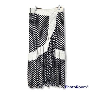 Polka dot ruffle high low skirt